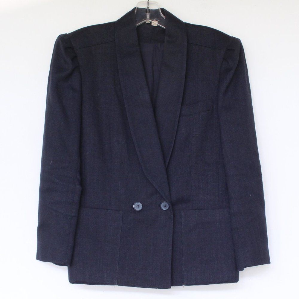 Made In Romania Linen Blend Suit Coat Blazer Spot Coat Vintage Navy Business 14